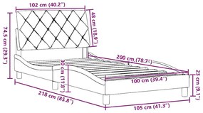 Σκελετός Κρεβατιού Χωρίς Στρώμα Μαύρο 100x200 εκ. Υφασμάτινο - Μαύρο