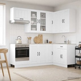 vidaXL Μονάδα κουζίνας LUCCA 8 pcs Γυαλιστερό Λευκό Επεξεργασμένο Ξύλο