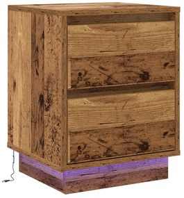 vidaXL Κομοδίνα με LED Φώτες 2 τμχ Παλιό Ξύλο 39x34.5x50 cm