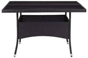 vidaXL Τραπεζαρία Εξωτερικού Χώρου Μαύρη από Συνθετικό Ρατάν / Γυαλί