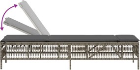 vidaXL Ξαπλώστρα με Μαξιλάρι Γκρι από Συνθετικό Ρατάν