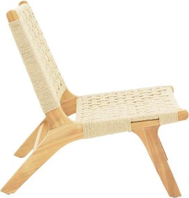 Πολυθρόνα Polisin σχοινί-rubberwood σε φυσική απόχρωση 55x80x77εκ 55x80x77 εκ.