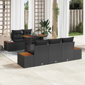 vidaXL Σετ Καναπέ Κήπου με αποθήκευση 6 pcs Μαύρο Πολυ ράταν