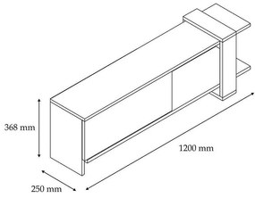 Έπιπλο τηλεόρασης Cave χρώμα καρυδί-λευκό 120x25x37εκ