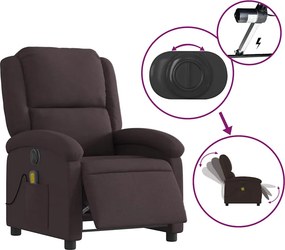 vidaXL Πολυθρόνα Μασάζ Ηλεκτρική Ανακλινόμενη Σκούρο Καφέ Υφασμάτινη