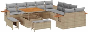 vidaXL Σετ Καναπέ Κήπου 13 pcs Μπεζ συνθετικό ρατάν