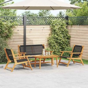 vidaXL Κήπου Καρέκλες με Τραπέζι 4 pcs Μαύρο 90 x 45 x 40 cm