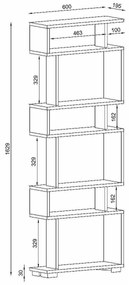 Βιβλιοθήκη ArteLibre OSMOND Cordoba Μοριοσανίδα/Μελαμίνη 60x20x157cm