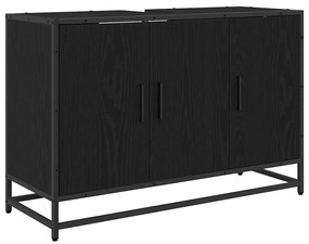 vidaXL Σετ Επίπλων Μπάνιου με ράφι 2 pcs Μαύρη Οξυά Επεξεργασμένο ξύλο