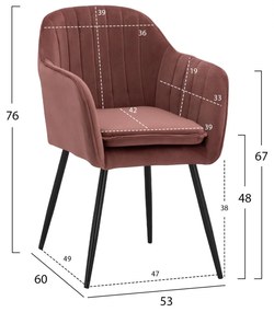 Καρέκλα SAWYER Βελούδο Σάπιο μήλο 53x60x76Υ εκ. 2αδα 53x60x75 εκ.