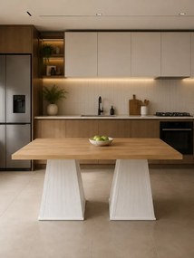 Stewehome Μοντέρνο Τραπέζι Τραπεζαρίας με Επιφάνεια Μελαμίνης Δρυς 140x80 cm