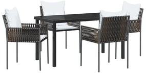 vidaXL Σετ 5 Τεμαχίων Καφέ Τραπεζαρίας με Μαξιλάρια σε Πολυ Ρατάν