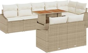 vidaXL Σετ Καναπέ Κήπου με αποθήκευση 9 pcs Μπεζ Πολυ ράταν