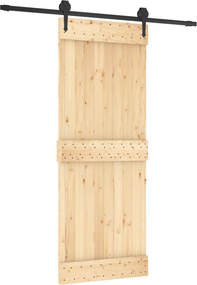 vidaXL Συρόμενη Πόρτα Φυσικό και Μαύρο 80 x 210 cm