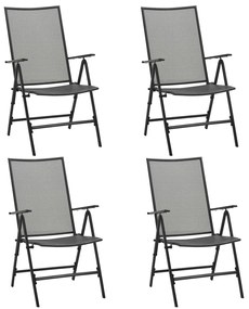 vidaXL Καρέκλες Πτυσσόμενες με Πλέγμα 4 τεμ. Ανθρακί Ατσάλινες