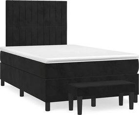 vidaXL Κρεβάτι Boxspring με Στρώμα Μαύρο 120x190 εκ. Βελούδινο