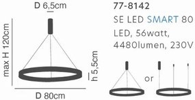 SE LED SMART 80 AMAYA PENDANT WHITE Δ5