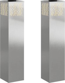 vidaXL Ηλιακό LED Φως Δρόμου 2 pcs Ασημί Ανοξείδωτο ατσάλι