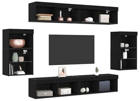 vidaXL Σετ επίπλου τηλεόρασης 8 pcs Μαύρη δρυς Επεξεργασμένο ξύλο