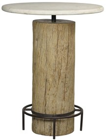 Τραπέζι Home ESPRIT Λευκό Φυσικό Μάρμαρο ξύλο teak 90 x 90 x 114 cm