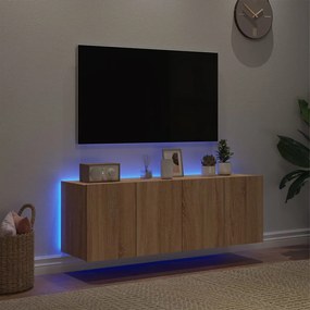 vidaXL Έπιπλα Τοίχου Τηλ. με LED 2 Τεμ. Sonoma Δρυς 60x35x41 εκ.