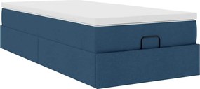 vidaXL Οθωμανικό κρεβάτι με στρώμα μπλε 100x200cm ύφασμα