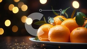 Σετ των 2 Intra Συλλεκτικό Ξύλινο Παζλ Plywood 4mm - Φρέσκα πορτοκάλια σε ένα άσπρο πιάτο Σε Ξύλινο Κουτί - Διαστάσεις: 10x10 cm – 25 κομμάτια