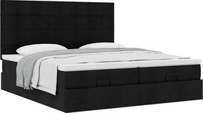 vidaXL Οθωμανικό κρεβάτι με στρώματα Μαύρο 180x200cm Ύφασμα
