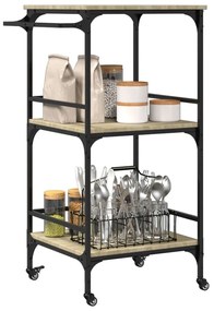 Τρόλεϊ Κουζίνας Sonoma Δρυς 60,5x50x105 εκ. Επεξεργασμένο Ξύλο - Καφέ