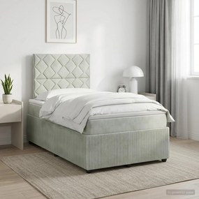vidaXL Κρεβάτι box spring με στρώμα Ανοιχτό γκρι 120 x 190 cm Βελούδο