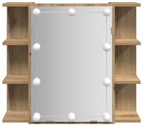 vidaXL Ντουλάπι καθρέφτη με LED Artisan Oak 70x16,5x60 cm