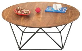 Τραπέζι Σαλονιού MOVVA Φ90x36cm  Ακακία Φυσικό/Μεταλλικό Μαύρο