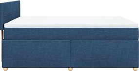 vidaXL Κρεβάτι Boxspring με Στρώμα Μπλε 140x200 εκ. Υφασμάτινο