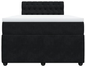 Κρεβάτι Boxspring με Στρώμα Μαύρο 120 x 200 εκ. Βελούδινο - Μαύρο