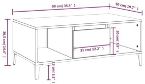 Τραπεζάκι Σαλονιού Μαύρο 90x50x36,5 εκ. Επεξεργασμ. Ξύλο - Μαύρο