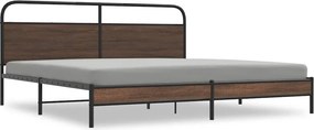 vidaXL Σκελετός Κρεβ. Χωρίς Στρώμα Καφέ Δρυς 193x203 εκ. Μεταλλικό