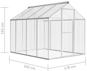 Κλουβί Πτηνών Εξωτερικού Χώρου 178 x 242 x 192 εκ. Αλουμινίου   - Γκρι