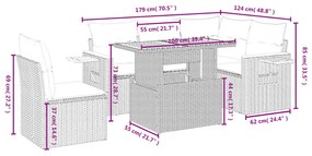 vidaXL Σαλόνι Κήπου 6 Τεμαχίων από Γκρι Συνθετικό Ρατάν με Μαξιλάρια