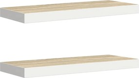 vidaXL Ράφια Τοίχου 2 τεμ. Δρυς/Άσπρο 60 x 23,5 x 3,8 εκ. MDF