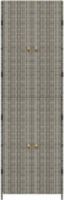 vidaXL Ντουλάπι Αποθήκευσης Κήπου Γκρι 59x40x180 εκ. από Συνθ. Ρατάν