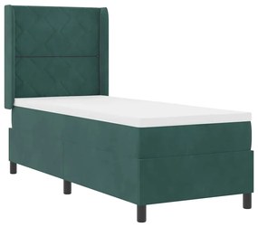 vidaXL Κρεβάτι Box Spring LED με Στρώμα Σκούρο Πράσινο 80 x 200 cm
