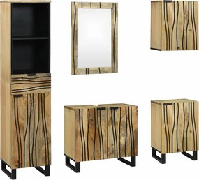 vidaXL Σετ Επίπλων Μπάνιου με συρτάρι 5 pcs Καφέ Επεξεργασμένο ξύλο