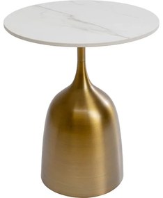 Τραπέζι Βοηθητικό Nube Tulip Μεταλλικό Χρυσό Μαρμάρινη Όψη 53*45*45εκ. - Χρυσό