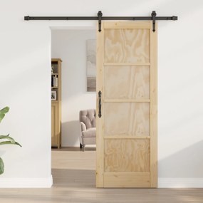 vidaXL Συρόμενη Πόρτα με Σετ Εξαρτημάτων 73.5x198.5 cm Συμπαγές Ξύλο Πεύκου