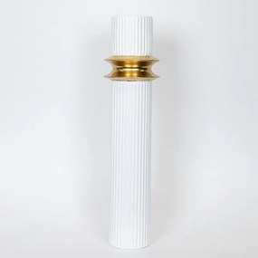 Βάζο Μεταλλικό 752-22019 15x15x61cm Gold-White Estheti Home Μέταλλο