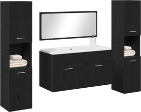 vidaXL Σετ Επίπλων Μπάνιου 4 pcs Μαύρη Οξυά Επεξεργασμένο ξύλο