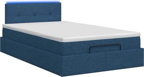 vidaXL Κρεβάτι Ottoman με Στρώμα και LED Μπλε 120 x 190 cm Ύφασμα