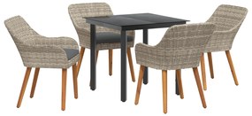 vidaXL Σετ τραπεζαρίας 5 pcs Ανοιχτό γκρι και Μαύρο Μέγεθος: Μεσαίο