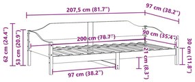 Σκελετός Κρεβ. Χωρίς Στρώμα Καφέ Κεριού 90x200 εκ Μασίφ Πεύκο - Καφέ