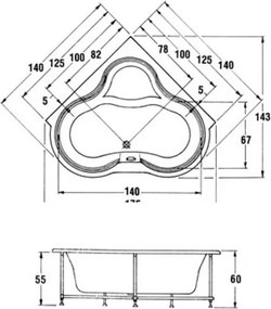 Sanitec Carla 140x140 - Γωνιακή Μπανιέρα - Χωρίς, Χωρίς, Χωρίς, Χωρίς